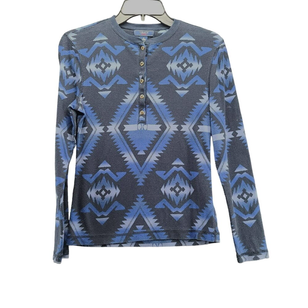 Chaps Womens Top Multi-Color Size Small 100% Cotton Long Sleeve Pullover